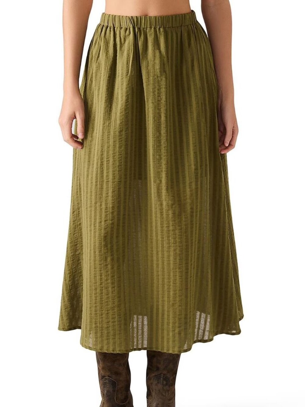 Steve Madden Women's Cotton Shadow Stripe Maxi Skirt